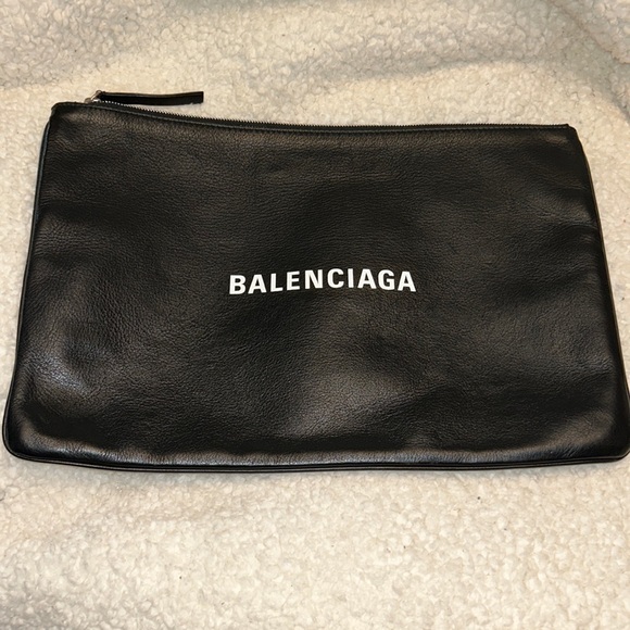 Balenciaga Handbags - Authentic Balenciaga Large black thick leather clutch envelope Computer Bag